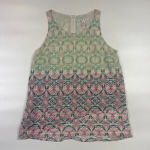 Heart of CAbi Tunic Tank Top Womens Large Multi Mosaic Print Wide Strap Back Zip